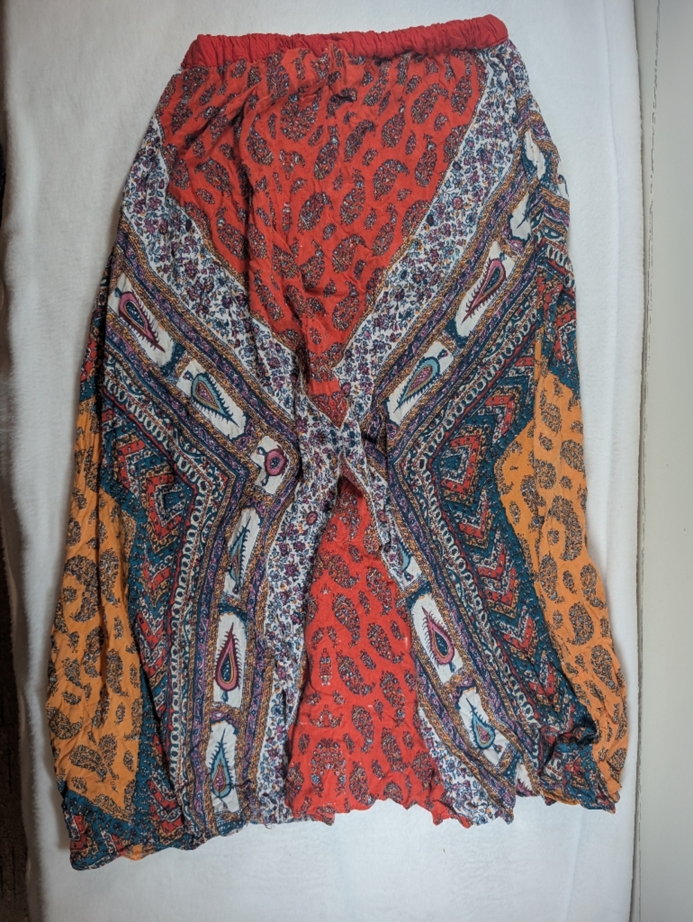 Angie Red A-line Boho Midi Skirt S